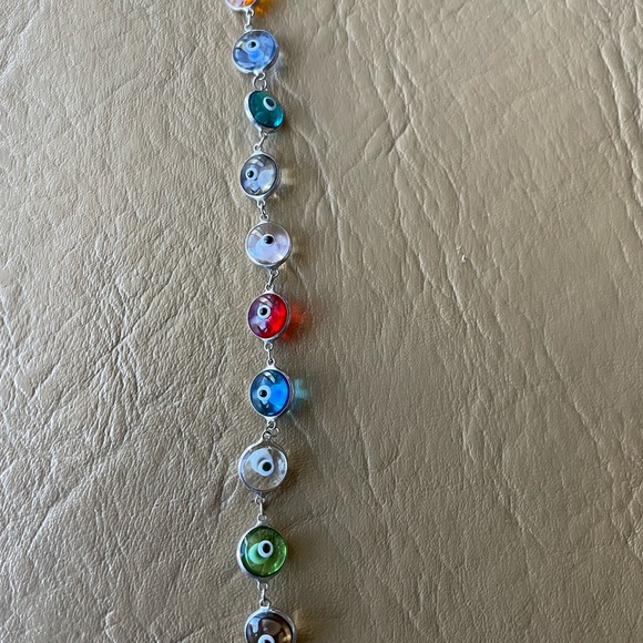 Sterling silver colorful evil eye bracelet - Picture 2 of 2